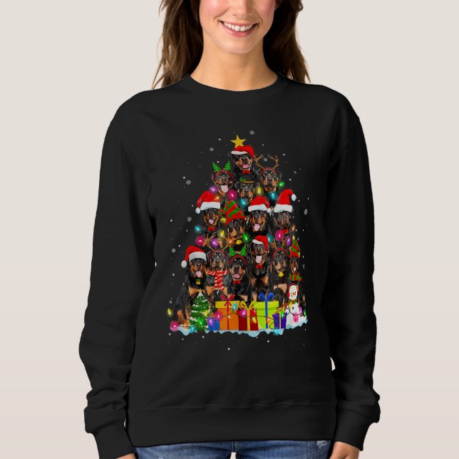 Sudadera Rottweiler Santa Hat Tree Navidades Funny Pajama D (Anverso)