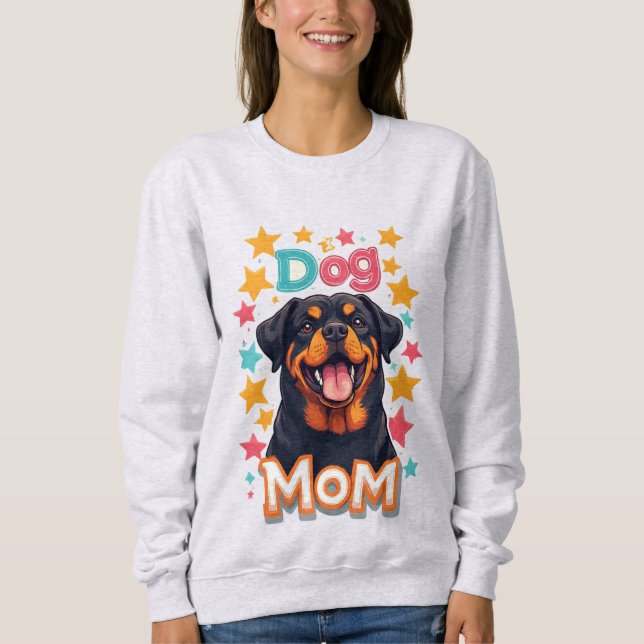 Sudadera Rottweiler sonriente Mamá de perro (Anverso)