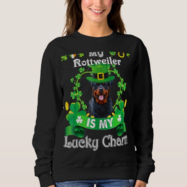 Sudadera Rottweiler St Patrick S Day Irlandés Funny Dog Lov (Anverso)