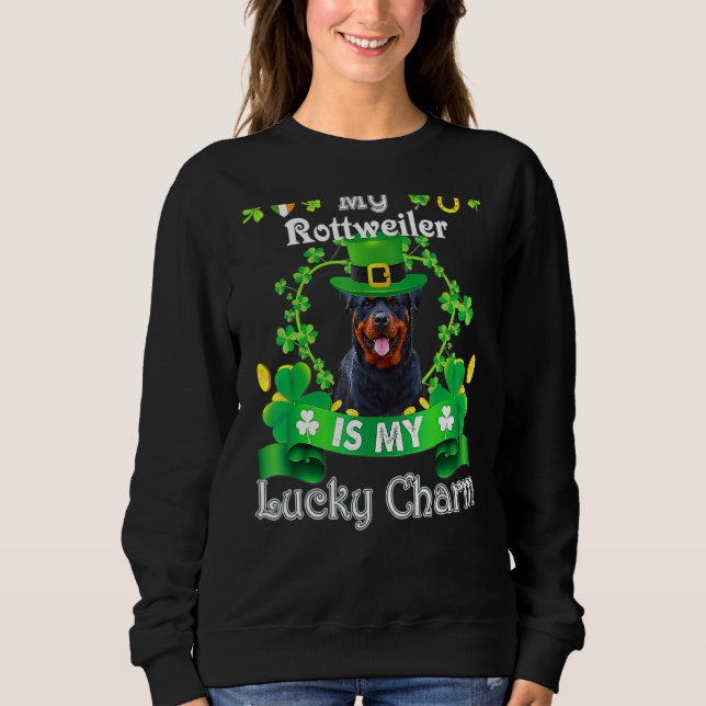 Sudadera Rottweiler St Patrick's Day Irish Funny Dog (Anverso)