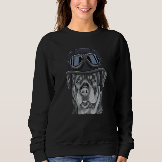 Sudadera Rottweiler Wearing Vintage Motorcycle Helmet (Anverso)