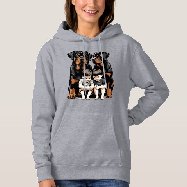 Sudadera Rottweilers como guardianes leales de los niños (Anverso)