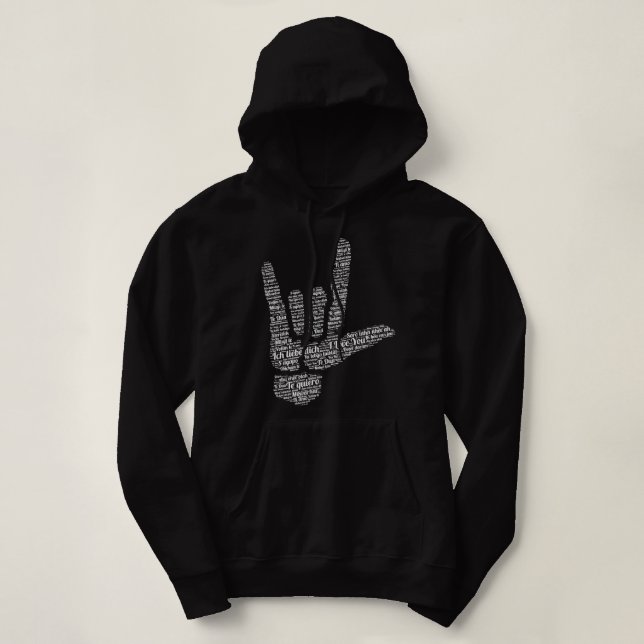 Sudadera RÓTULO ASL, te amo en 40 idiomas diferentes, como (Diseño del anverso)