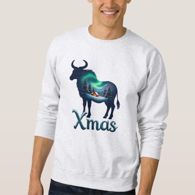 Sudadera Rótulo astrológico Taurus Xmas Celebración (Anverso)