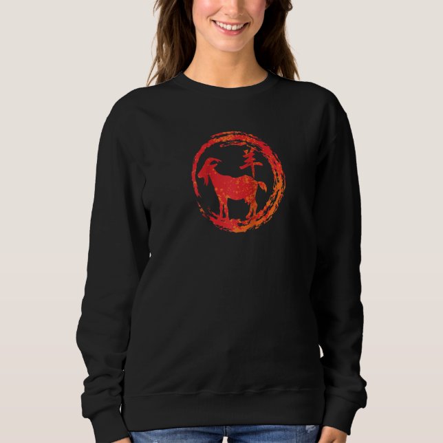 Sudadera Rótulo Chino De Cabra De Zodiac Raglan (Anverso)