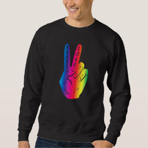 Sudadera Rótulo de la mano de la paz amor arcoiris Hippy re