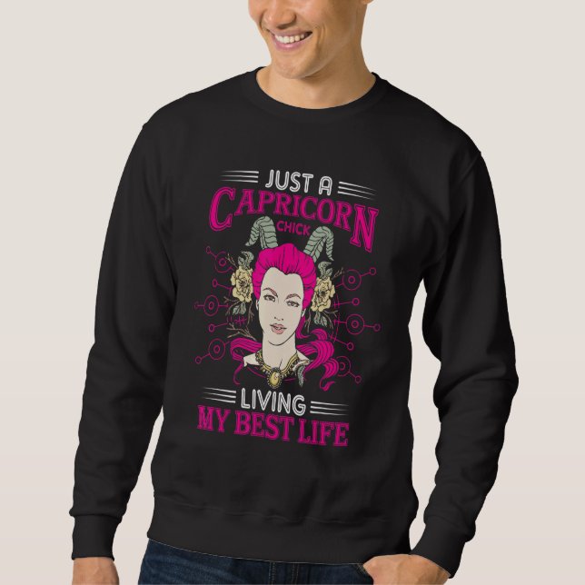 Sudadera Rótulo de nacimiento de Capricorn Zodiac (Anverso)