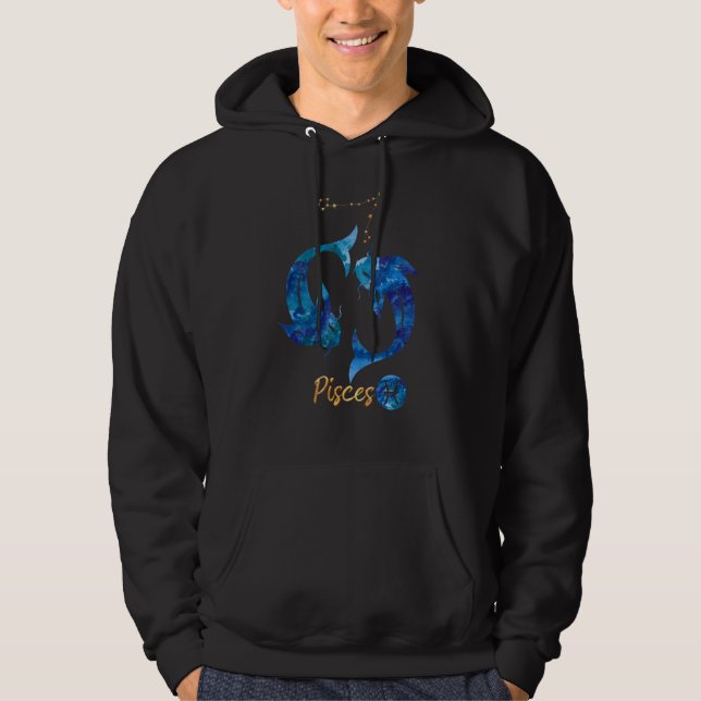 Sudadera Rótulo de Nacimiento de Pisces Zodiac (Anverso)