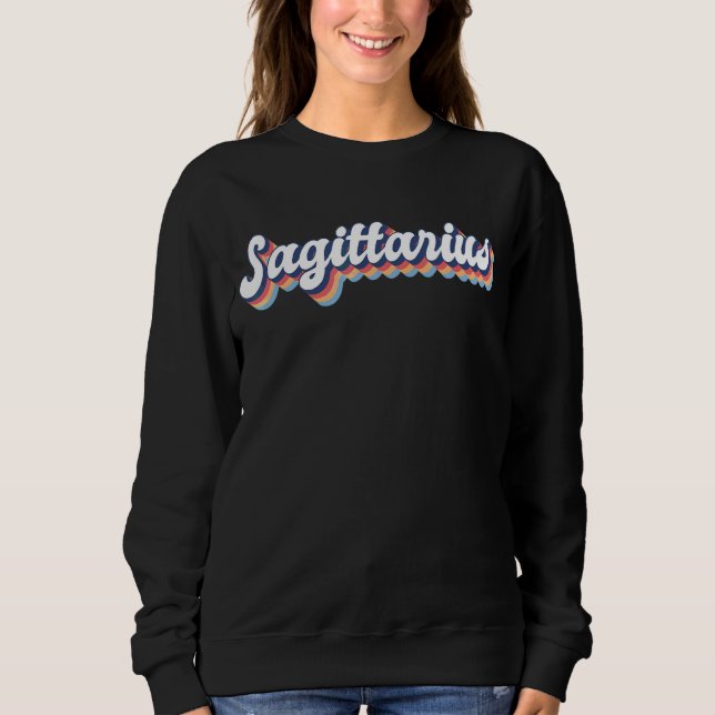 Sudadera Rótulo de Nacimiento Sagittarius Retro Zodiac (Anverso)