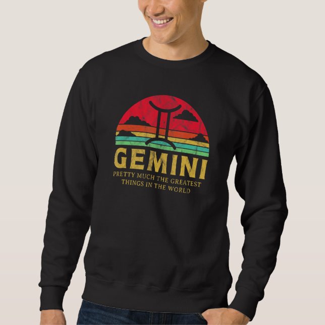 Sudadera Rótulo Gemini Gran cosa Estrella Retro Signo Zodia (Anverso)