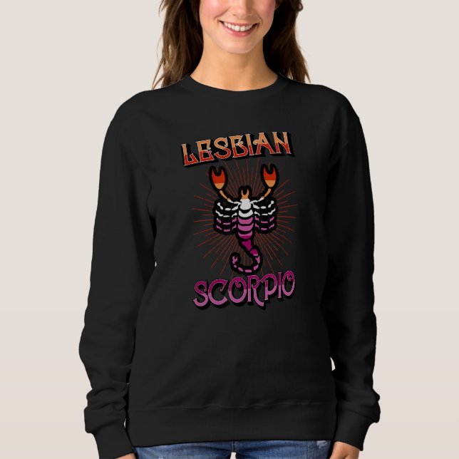 Sudadera Rótulo Lésbico Escorpio Zodiaco Cumpleaños Con (Anverso)