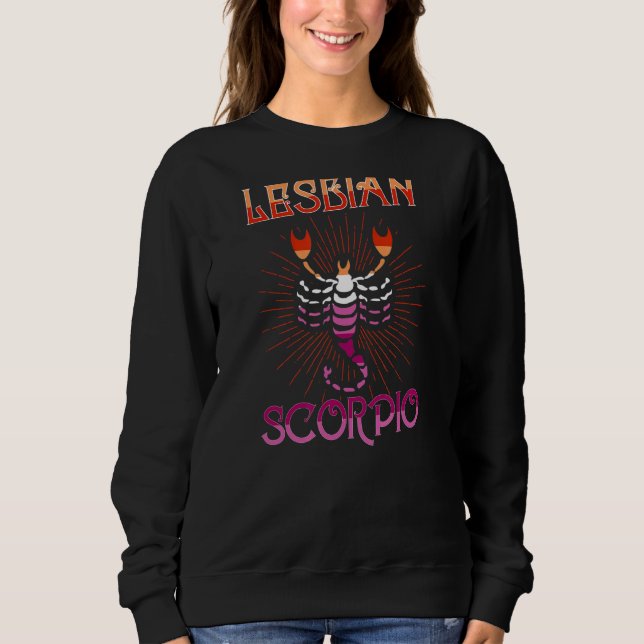 Sudadera Rótulo Lésbico Escorpio Zodiaco Cumpleaños Con (Anverso)