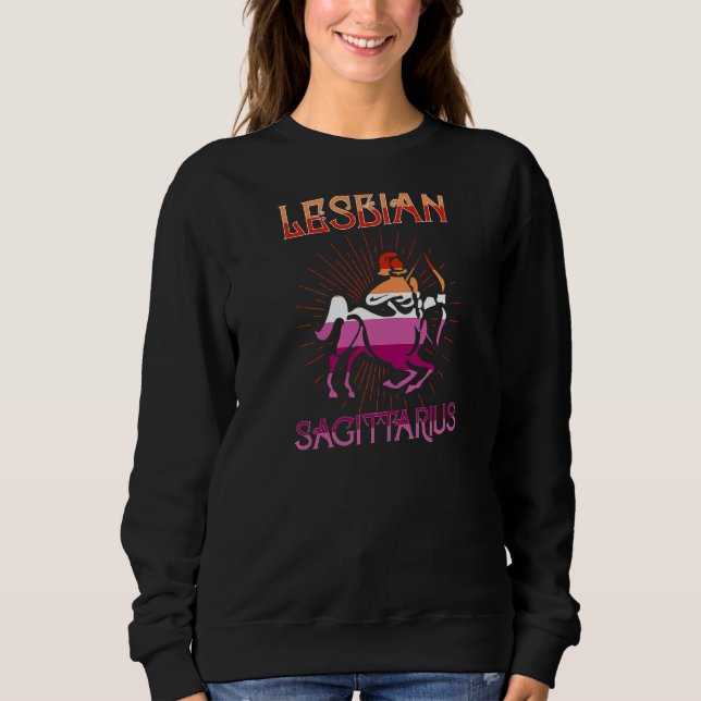 Sudadera Rótulo Lésbico Sagittarius Zodiac Horóscopo de cum (Anverso)