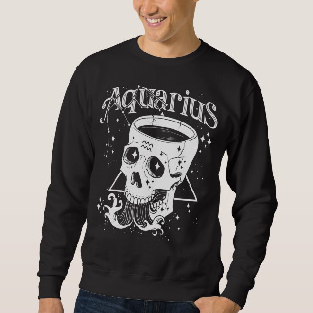 Sudadera Rótulo Zodiac Aquarius Skull Coven Witch (Anverso)