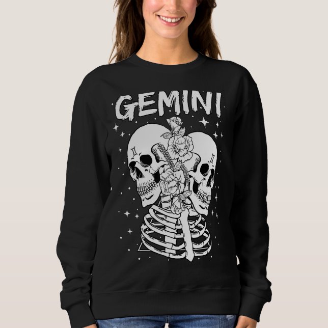 Sudadera Rótulo zodiaco Gemini Twin Skeleton (Anverso)