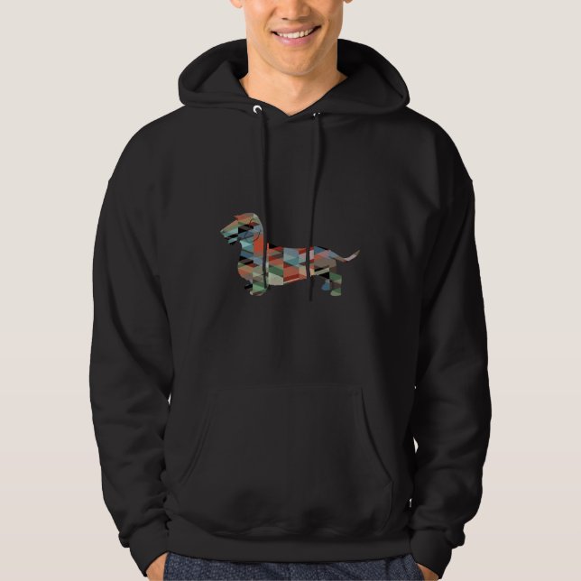 Sudadera Rough Dachshund Perro Raza Silhouette Pat Geométri (Anverso)