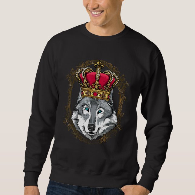 Sudadera Royal Gray Wolf King Queen Princess Wild Animal Wo (Anverso)