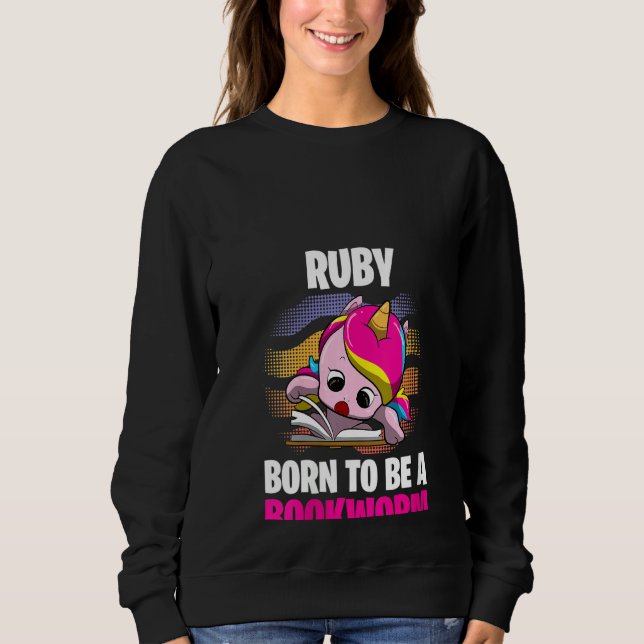 Sudadera Ruby Femenino Nacida Para Ser Un Gusano De Libros  (Anverso)