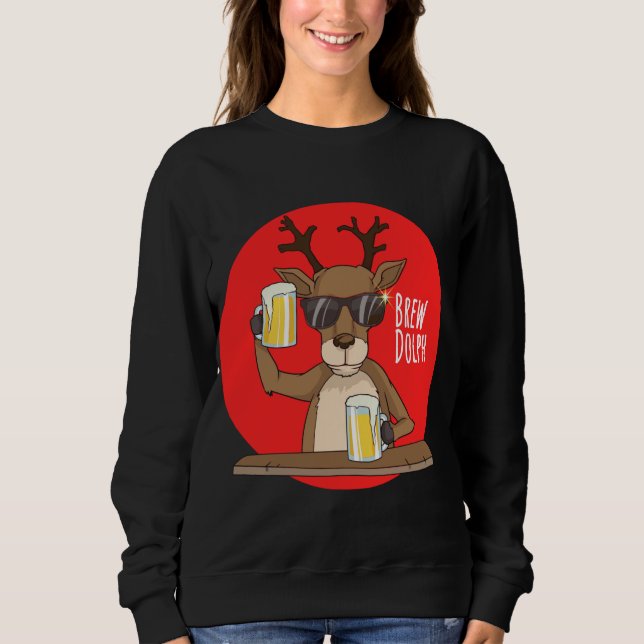 Sudadera Rudolph Brewdolph Reindeer Funny Beer Navidades Cr (Anverso)