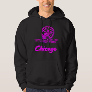 Sudadera Rueda de Ferris de Navy Pier de Chicago Neon Rosa