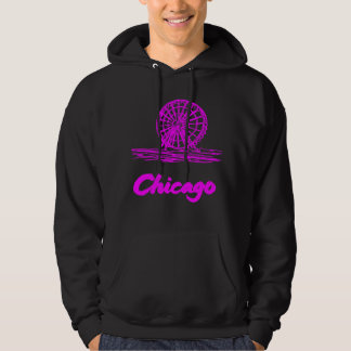 Sudadera Rueda de Ferris de Navy Pier de Chicago Neon Rosa