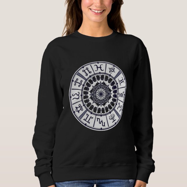 Sudadera Rueda de Mandala de Signos del Zodiaco Celeste Art (Anverso)