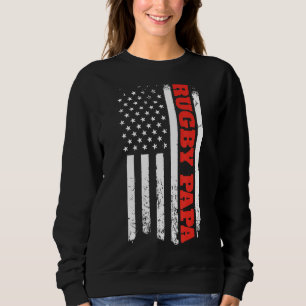 Sudadera Rugby Papa americano Bandera Día de los Hombres