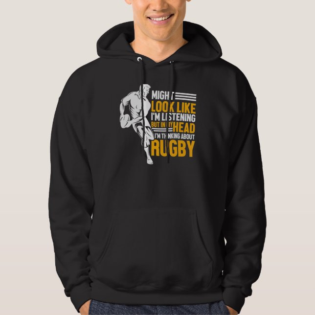 Sudadera Rugbys   Rugby Sports I'm Thinking About Rugby (Anverso)