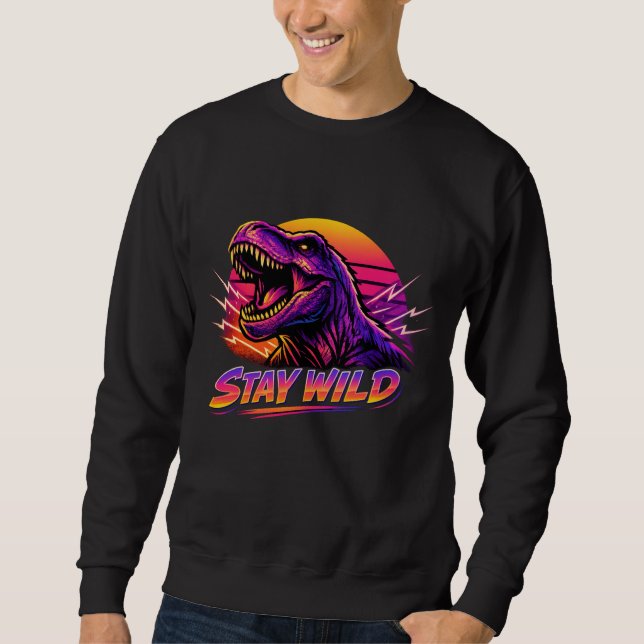 Sudadera Rugido de T-Rex Neon Retro (Anverso)