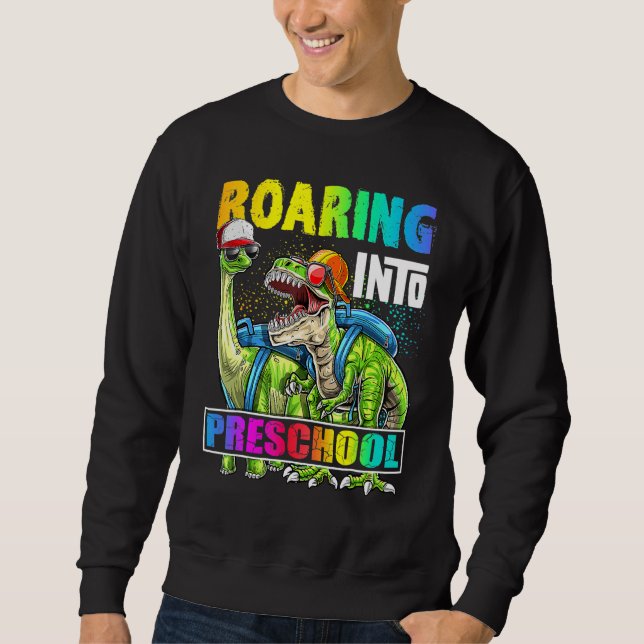 Sudadera Rugiendo en mochila de dinosaurio de preescolar de (Anverso)