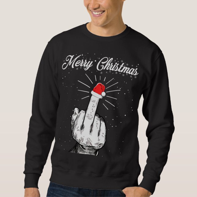 Sudadera Ruidosa Feliz Navidad en mitad del Finger navideña (Anverso)