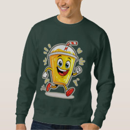 Sudadera **Running Juice Cup Cartoon – Fun Street Drink Cha