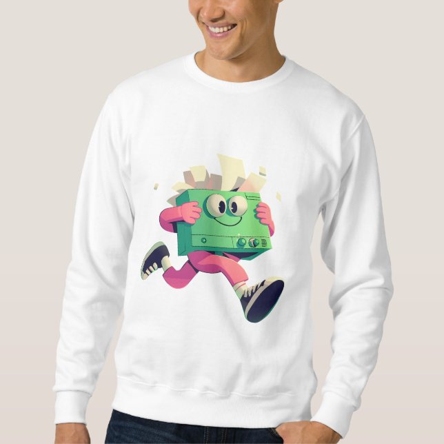 Sudadera Running Printer with Flying Papers – Tech Humor (Anverso)