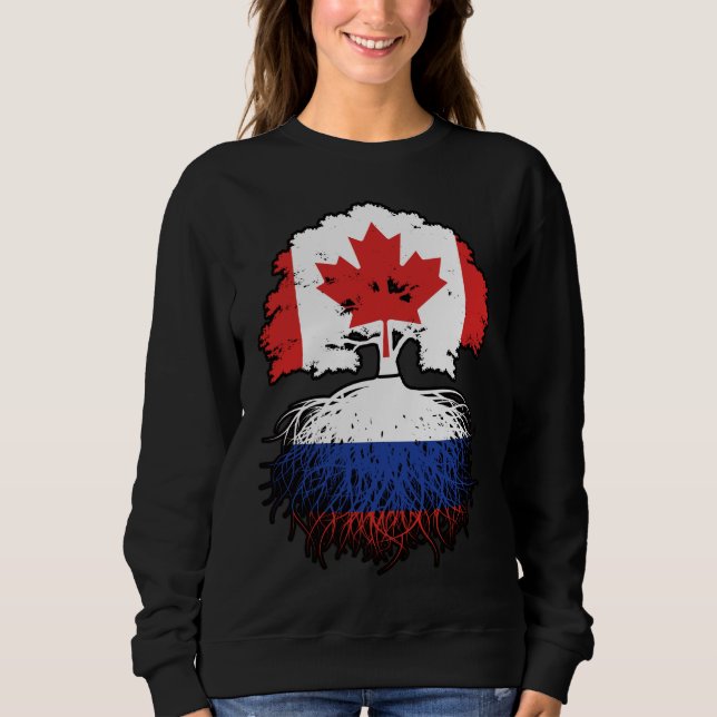 Sudadera Rusia Bandera de raíces rusas de árbol canadiense  (Anverso)