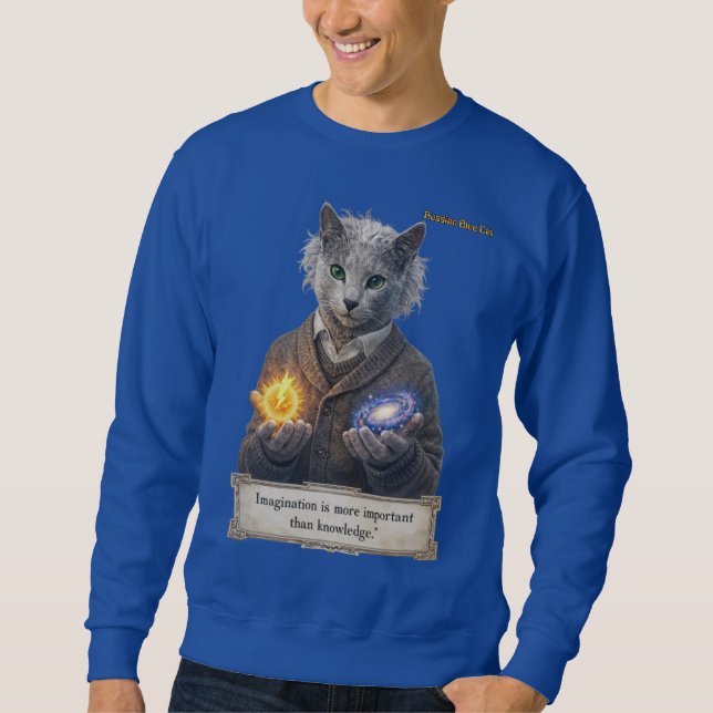 Sudadera Russian Blue Einstein Cat - Imagination (Anverso)