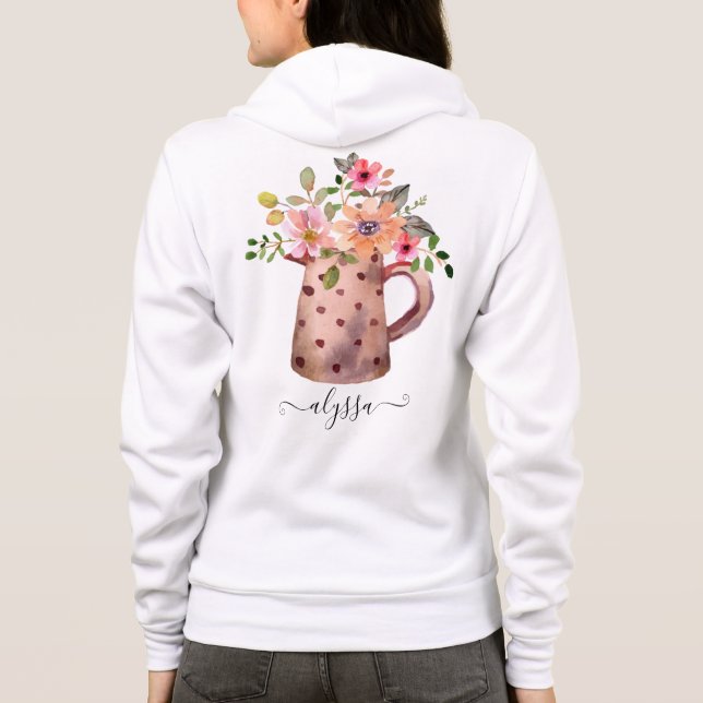 Sudadera Rustic Pitcher Peach & Mauve Watercolor Floral (Reverso)