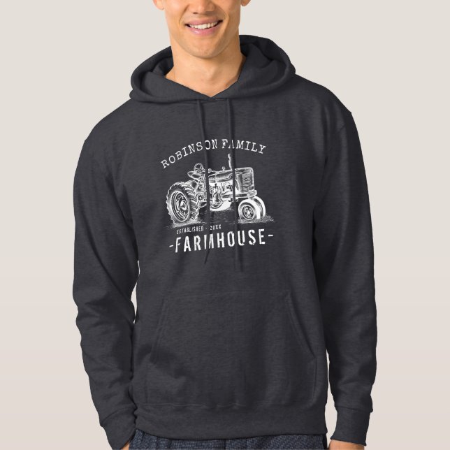 Sudadera Rústica granja Familia Nombre Tractor de época (Anverso)