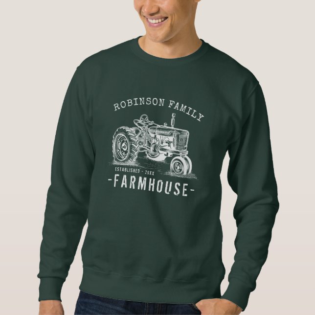 Sudadera Rústica granja Familia Nombre Tractor de época (Anverso)