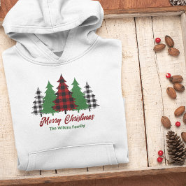 Sudadera Rústico Red Plaid Merry Christmas Treys Personaliz