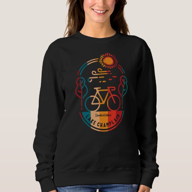 Sudadera Ruta de ciclismo de Champlain Lake Retro (Anverso)