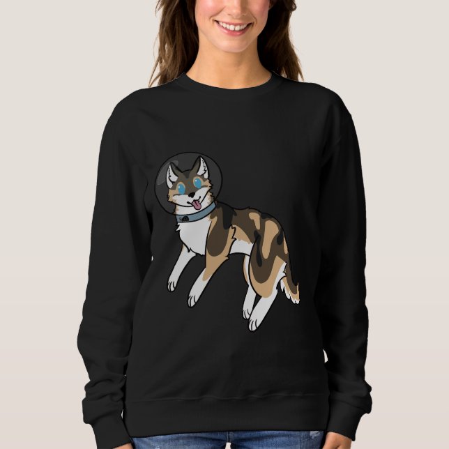 Sudadera Sable Siberian Husky En El Espacio (Anverso)