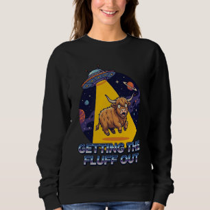Sudadera Sacando la pelusa Alien Cow Highland UFO Humor