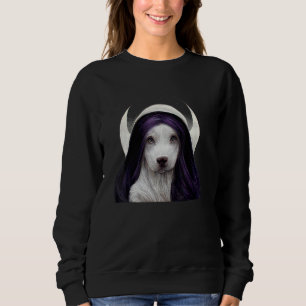 Sudadera Sacerdotisa de Cabello Purpura Precioso Perro Blan