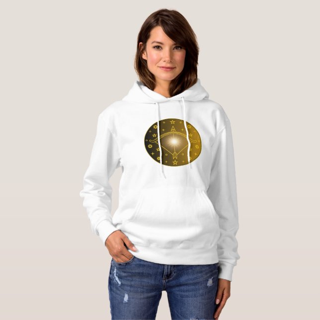 Sudadera Sagittarius Zodiac Emblem Minimal Celestial Symbol (Anverso completo)