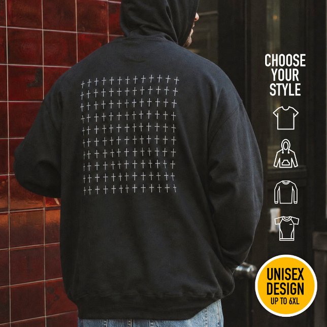Sudadera Sagrado Corazón Cruces Blancas Simétricas Juan 14: (Heavyweight Streetwear Christian T-Shirts & available oversize 3XL, 4XL, 5XL, 6XL. Choose your style)