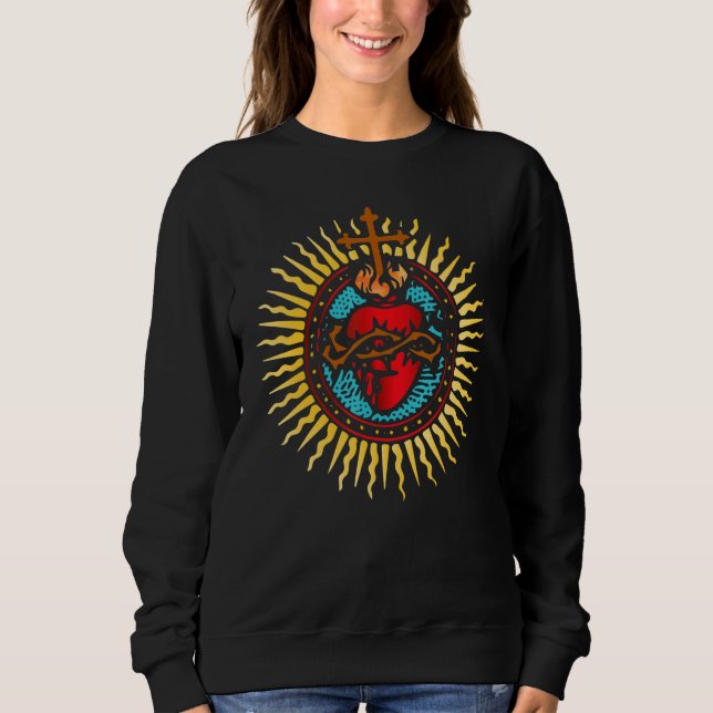 Sudadera Sagrado Corazón De Jesús Católico Tradicional Lati (Anverso)