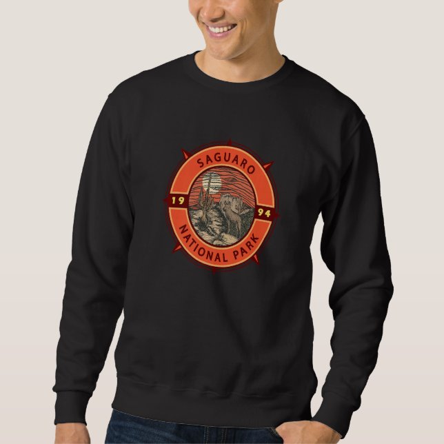 Sudadera Saguaro National Park Coyote Retro Compass Emblem  (Anverso)