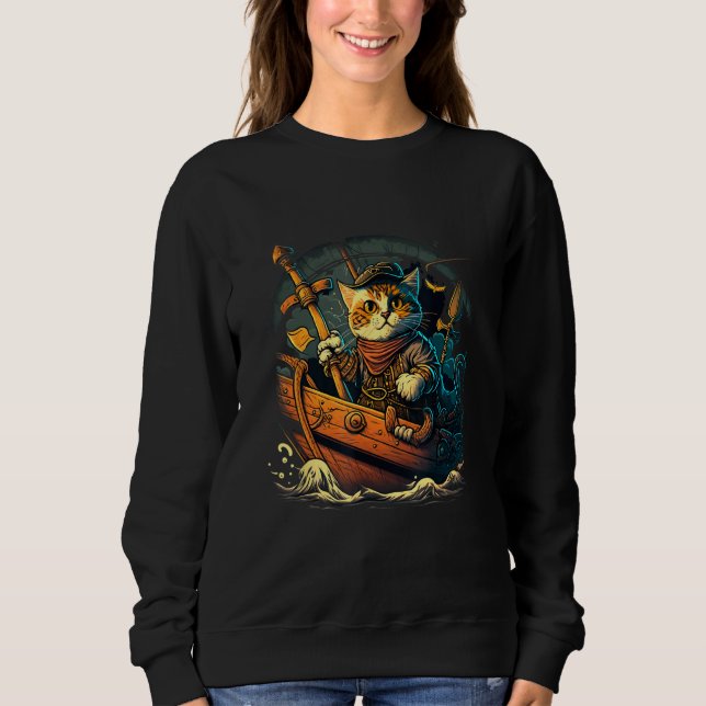 Sudadera Sail the Seven Seas with Pirate Cat Design for Ani (Anverso)
