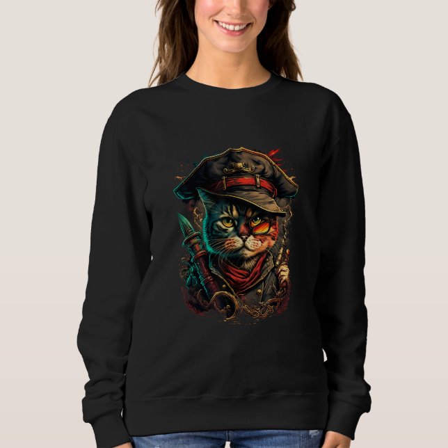 Sudadera Sail the Seven Seas with Pirate Cat Design for Ani (Anverso)