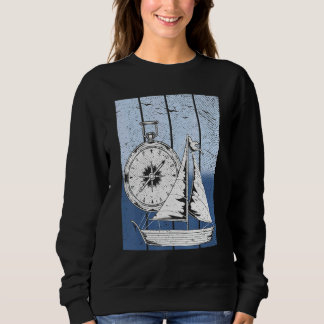 Sudadera Sailboat Compass Nautical Ship Skipper Captain Sai